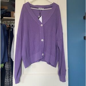 Noisy May Purple XL Baggy Knit Cardigan